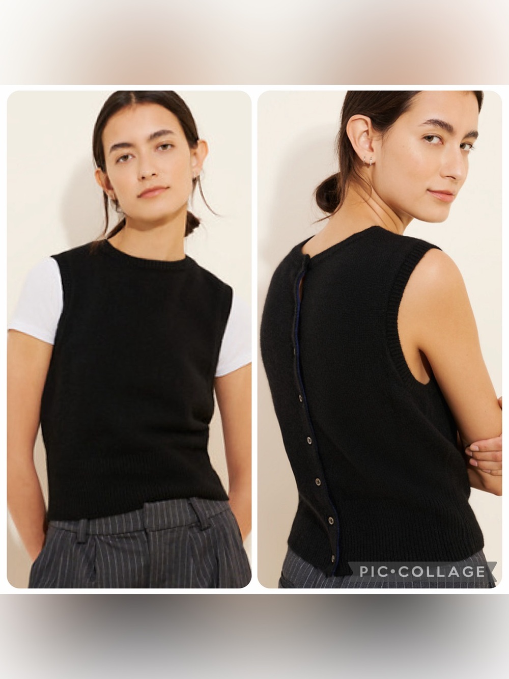 Medium Alex Mill 100% cashmere Black Sleeveless Button-Back sweater vest